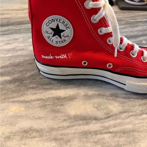 Converse Red and White High Top Canvas Sneakers - Picture 4 of 9